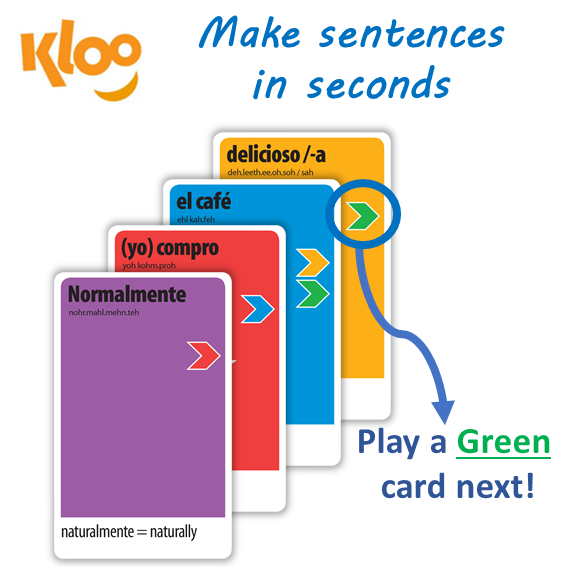 Make Spanish sentences with Learn to Speak Spanish Card Games for kids schools and adults. Teach yourself Spanish or teach your child Spanish