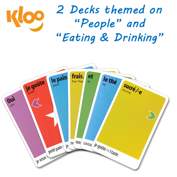KLOO Play & Learn French Games - Themes of People, Eating & Drinking (Double Deck)