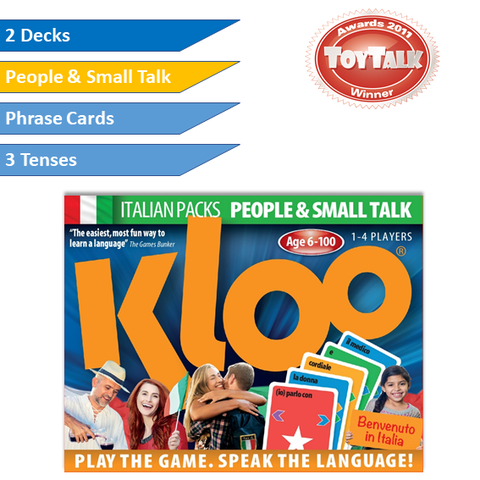 KLOO's Play & Learn Italian Card Games - People & Small Talk -  Pack 1 (Double Deck)