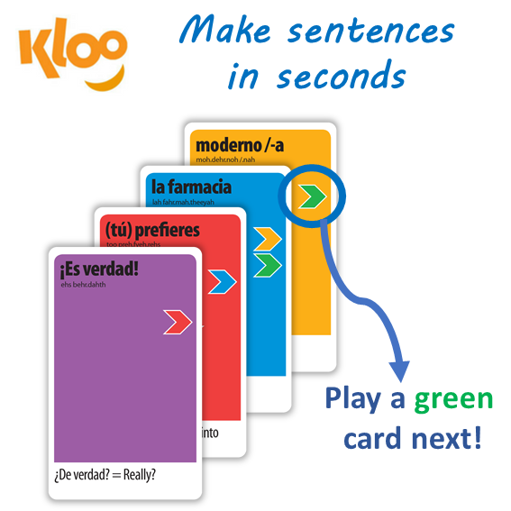 Make Spanish sentences with Learn to Speak Spanish Card Games for kids schools and adults. Teach yourself Spanish or teach your child Spanish