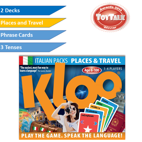 KLOO's Play & Learn Italian Card Games - Places & Travel -  Pack 2 (Double Deck)