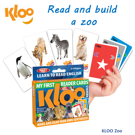 Kids Reading Game Ages 4+ - KLOO Zoo First Words & Sentences Card Game (Double Deck)