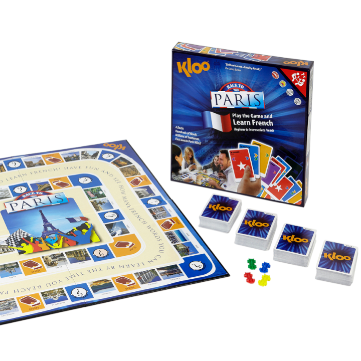 Jeu de société KLOO Play &amp; Race to Paris pour apprendre le français : (4 jeux)