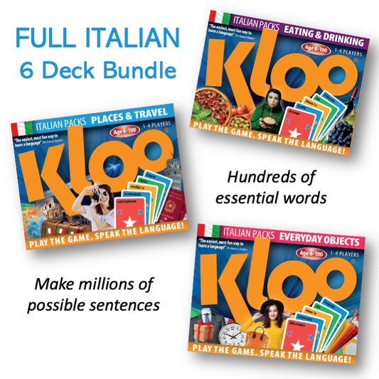 KLOO Italian Language Learning Games - Complete Bundle (3 Double-Deck Packs)