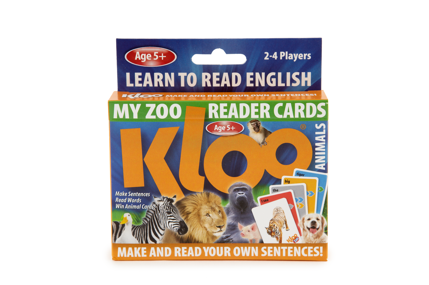 Kids Reading Game Ages 4+ - KLOO Zoo First Words & Sentences Card Game (Double Deck)