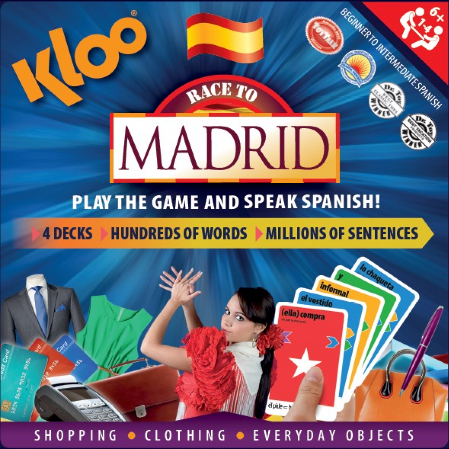 Learn Spanish Board Games for Classroom - 10x Race to Madrid Bundle for Schools (40 Decks)