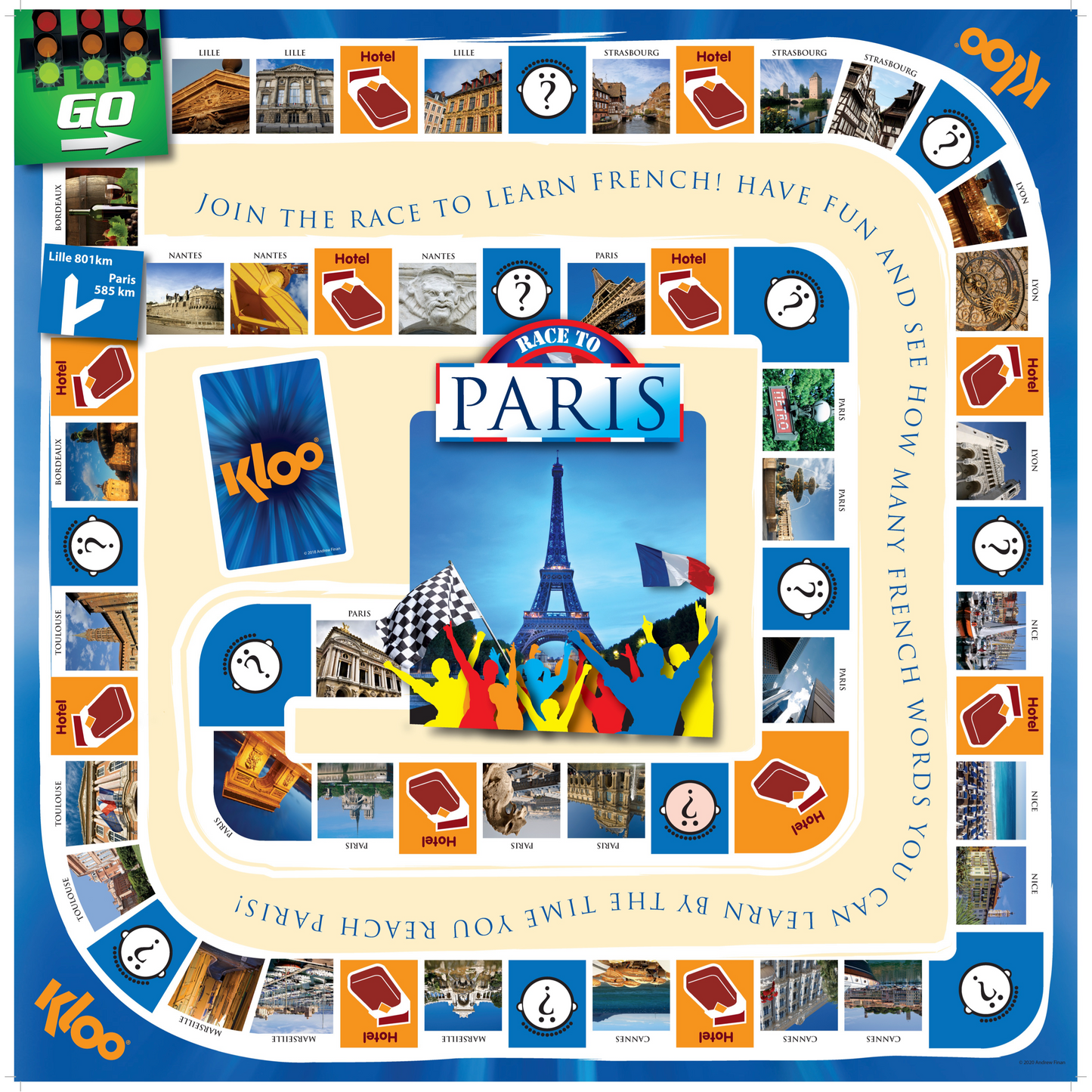 Learn French Board Games for Classroom - 10x Race to Paris Bundle for Schools (40 Decks)