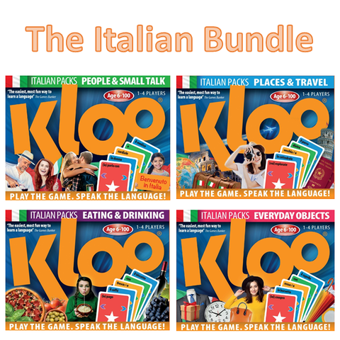 KLOO's Play & Learn Italian Card Games - The Full Bundle - 4 Double Deck Packs - 8 Decks and 4 Themes