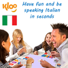 Family playing learn Italian game Learn to Speak Italian Card Games for kids schools and adults. Teach yourself Italian or teach your child Italian