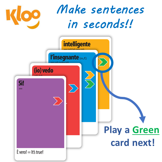 Make Italian sentences with Learn to Speak Italian Card Games for kids schools and adults. Teach yourself Italian or teach your child Italian